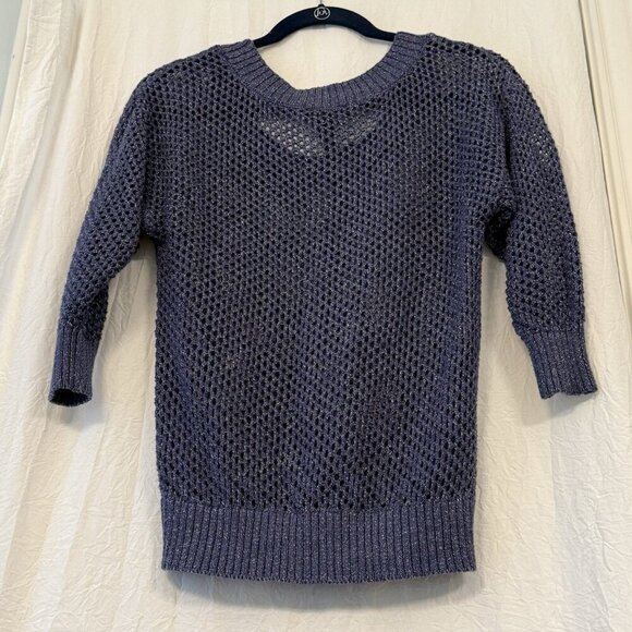 INC International Concepts Metalic Shimmer Size XS Women’s Open Knit Fishnet Top - Picture 10 of 10